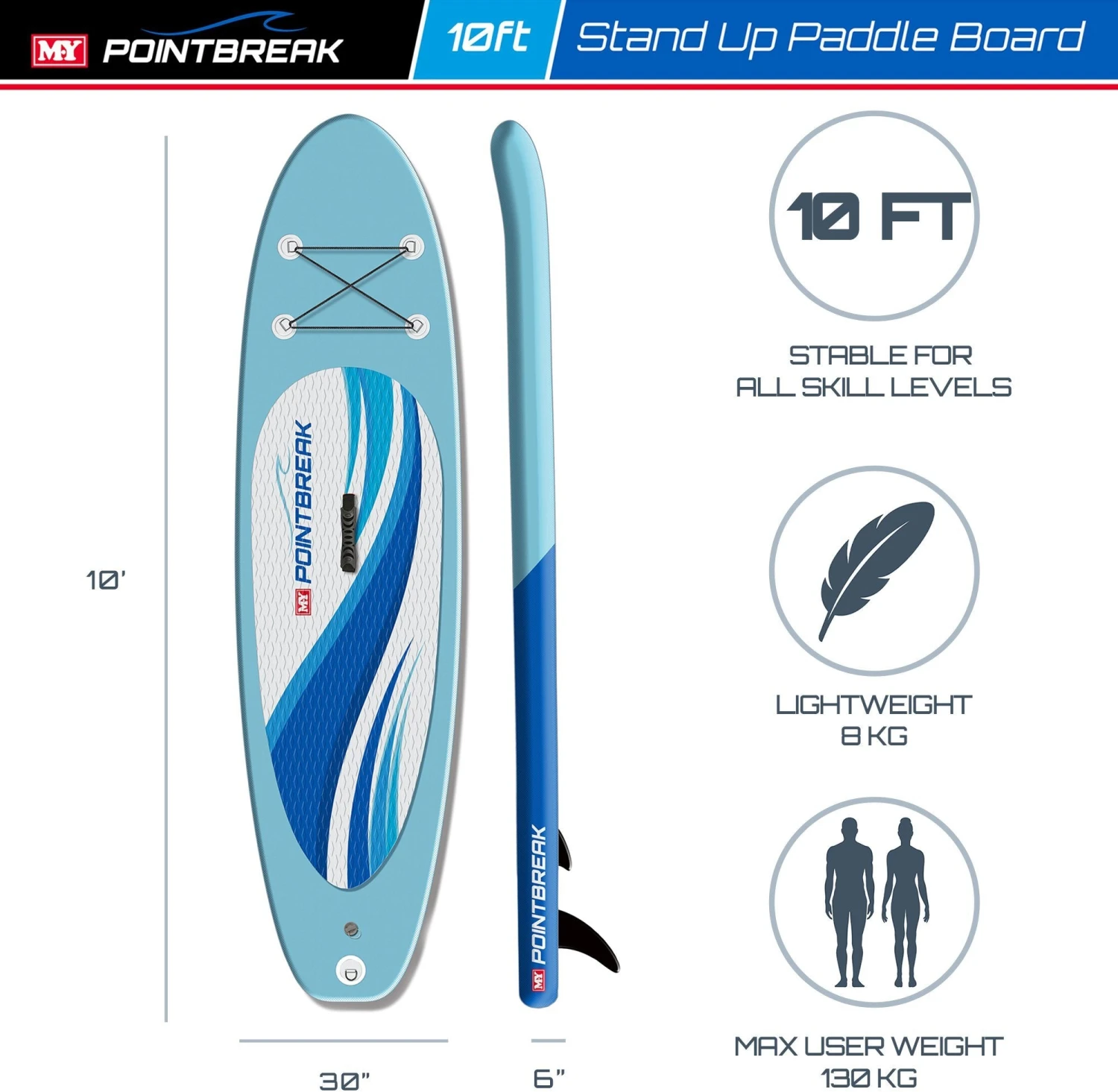 M.Y 10ft Blue Inflatable Paddle Board Package -Blue 3 M.Y 10ft Blue Inflatable Paddle Board Package -Blue - Image 3