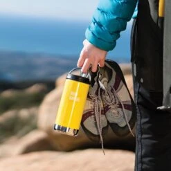 Klean Kanteen Insulated TK Wide With Café Cap 355ml - Berry -Vango || Kampa || Outwell Shop K12TKWPCC BC hand rocks lifestyle