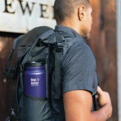 Klean Kanteen Insulated TK Wide With Café Cap 473ml - Black 8 Klean Kanteen Insulated TK Wide With Café Cap 473ml - Black -Vango || Kampa || Outwell Shop K32TKWSSL KM insulated 32oz bottle backpack lifestyle
