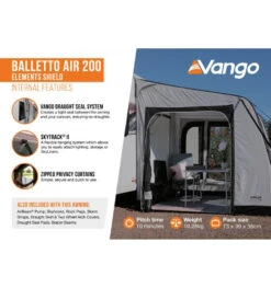 Vango Balletto Air 200 Caravan Awning -Vango || Kampa || Outwell Shop balletto air 200 elements shield 4