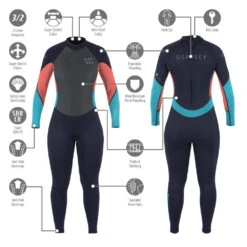 Osprey Zero 3mm Womens Full Length Wetsuit - Coral -Vango || Kampa || Outwell Shop ws1083 1090